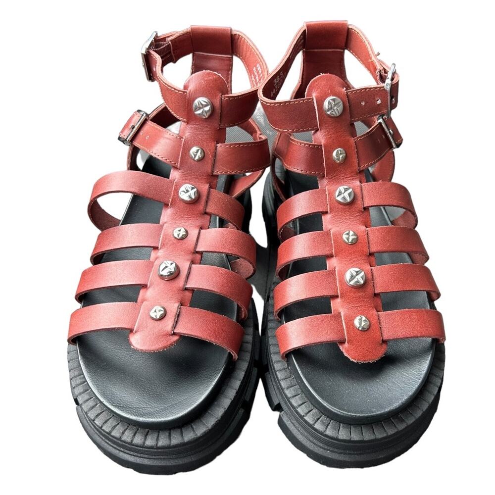 Free People Red Strappy Studded Gladiator Sandals
